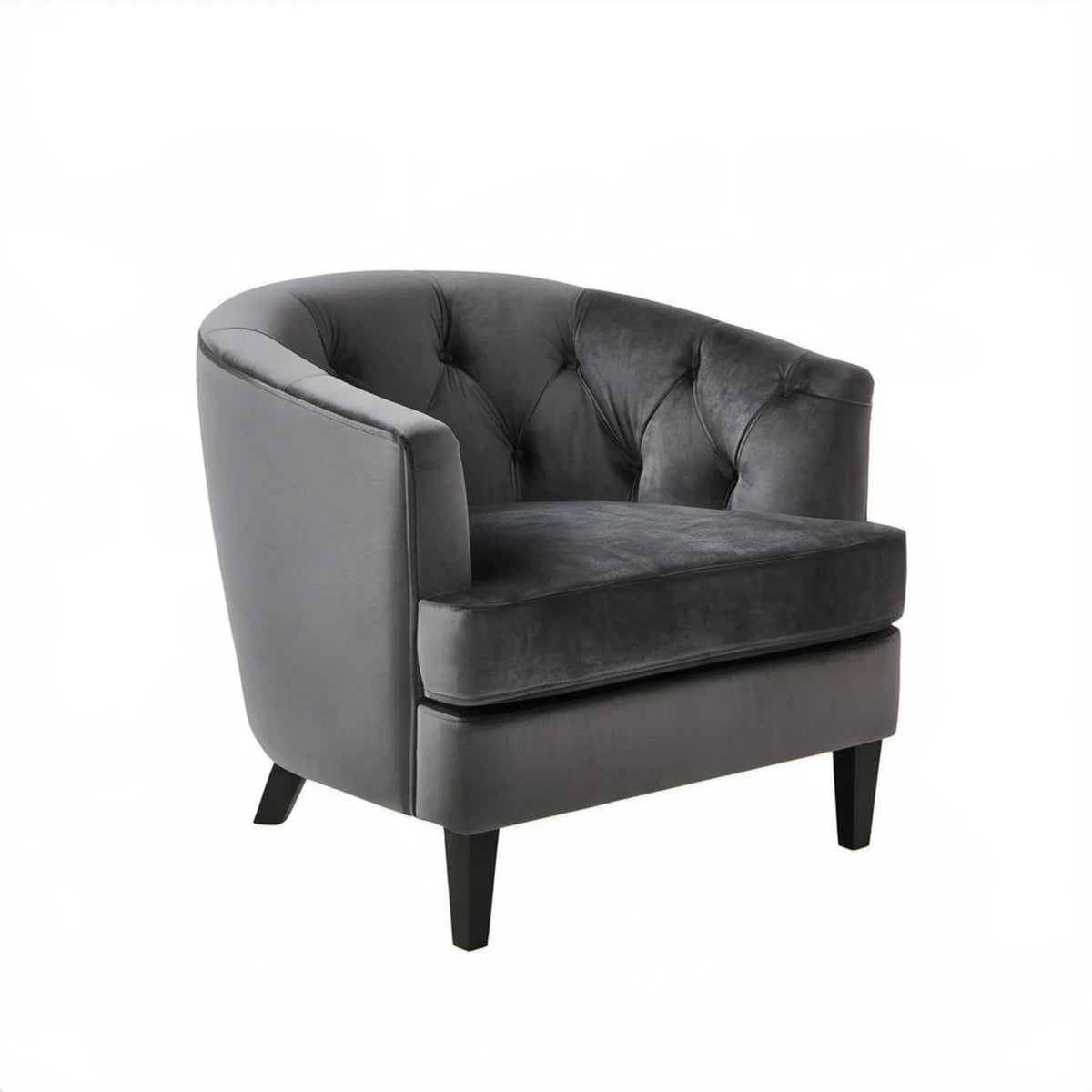 Ciemnoszary pikowany fotel kubełkowy 78 x 75 x 78 cm z czarnymi nogami