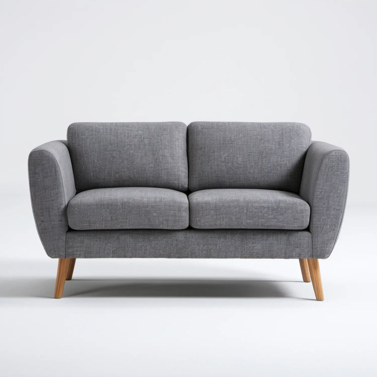 Dwuosobowa sofa skandynawska z tkaniną poliestrową, szara, 150 x 84 x 86 cm
