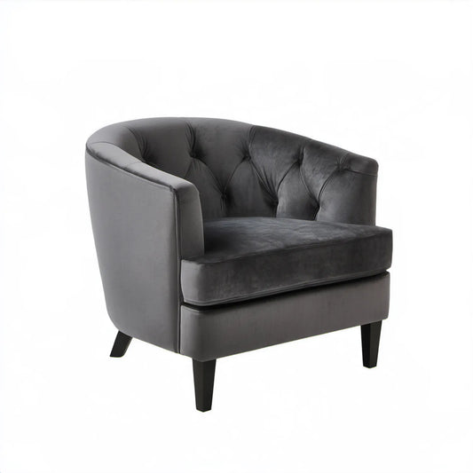 Ciemnoszary pikowany fotel kubełkowy 78 x 75 x 78 cm z czarnymi nogami