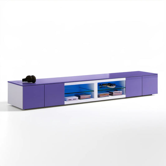 Szafka RTV fioletowo-biała 200 × 40 × 45 cm z laminowanej płyty wiórowej