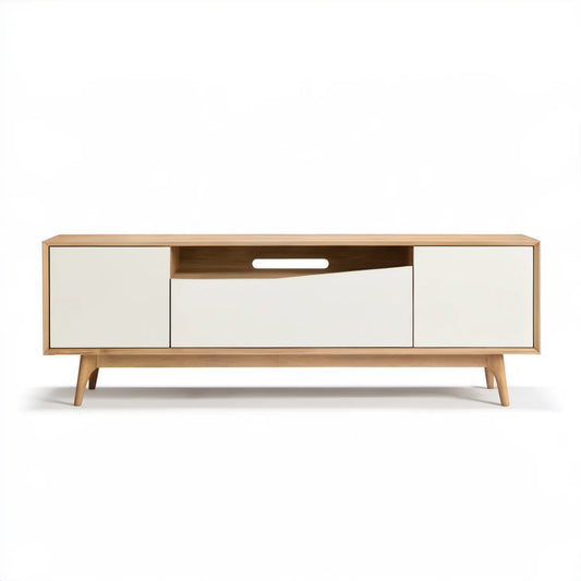 Szafka RTV biały/dąb naturalny 160 x 40 x 55 cm