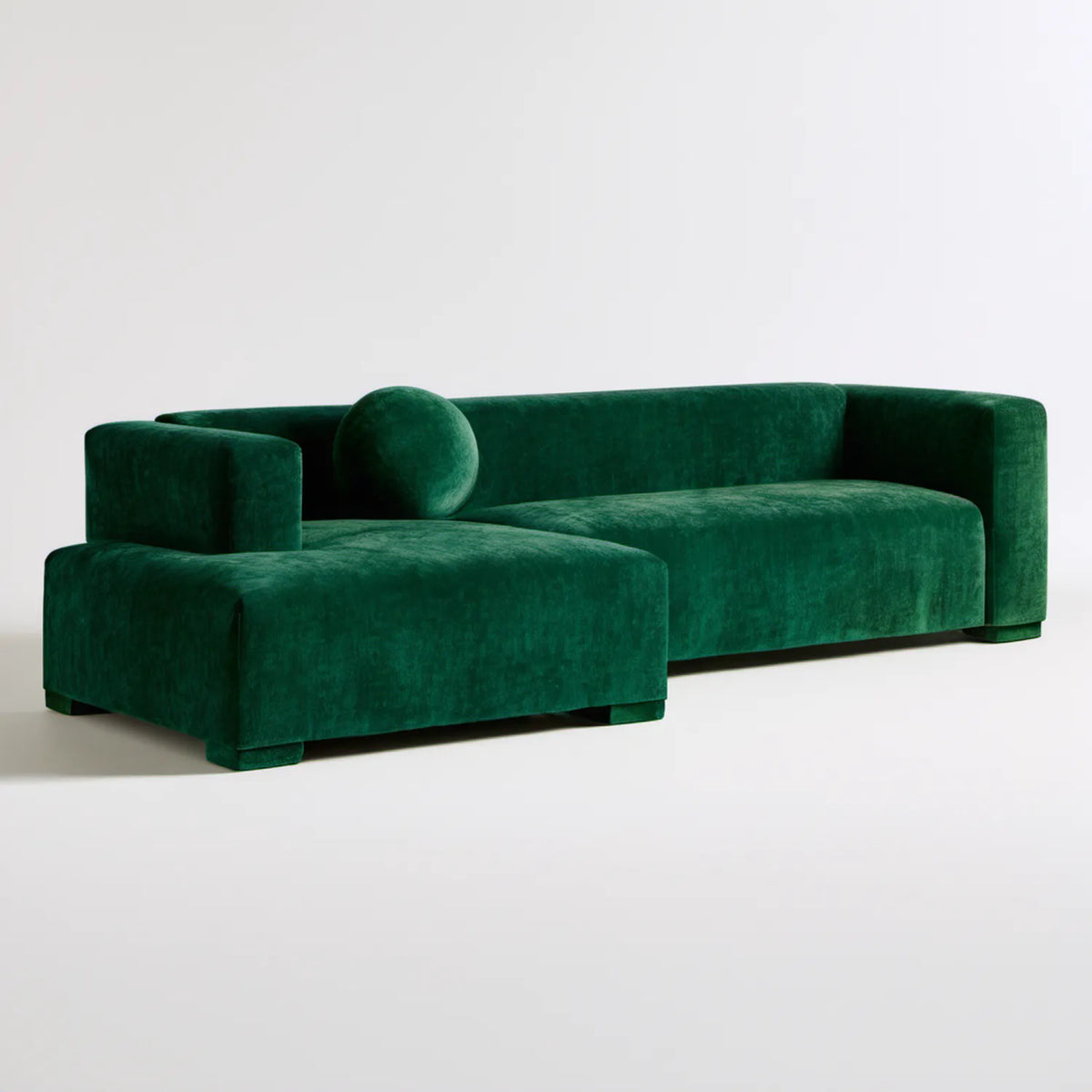 Lewostronna sofa narożna z szezlongiem, ciemnozielona, aksamit poliestrowy, 225 × 155 × 75 cm
